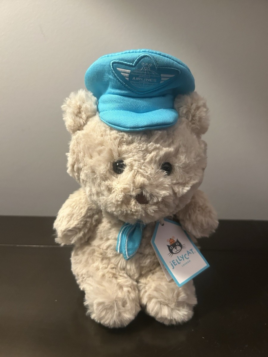 Jellycat Bartholomew Bear Junior Pilot Stuffed Animal Blue Hat