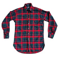 Vintage Pendleton 100% Wool Flannel Shirt M Tall Kilgore Tartan Red Green USA