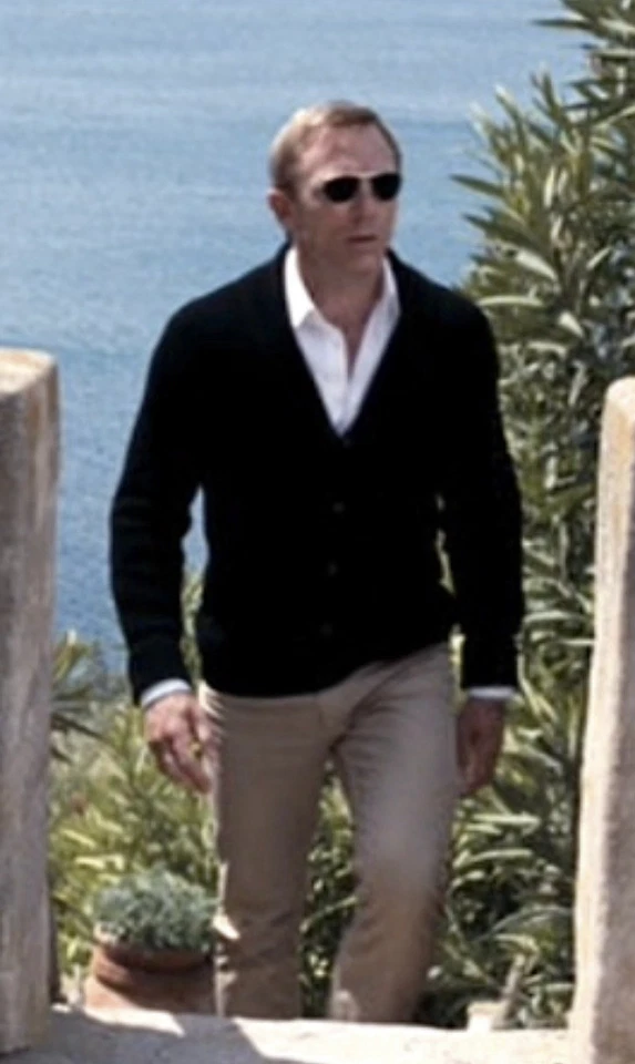 Cárdigan James Bond Cuello Chal Quantum Of Solace Negro Talla Mediana Lana Nueva Foto 2 de 4