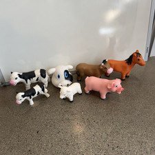 Farm Animal Educational Toy Figures Lot Cow Calf Sheep Pig Horse Bull
