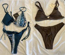 Zaful Forever Young Bikinis Swim Bikini Lot of 2 NWT Sz 6 Med Coffee Green Brown
