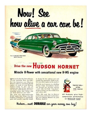Vintage Hudson Hornet Poster Wandbild - Oldtimer Design Wohndeko