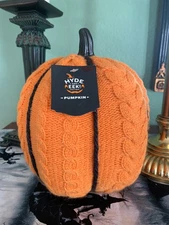 Hyde and Eek Boutique Decorative Orange Knit Pumpkin, 10" Tall, NWT