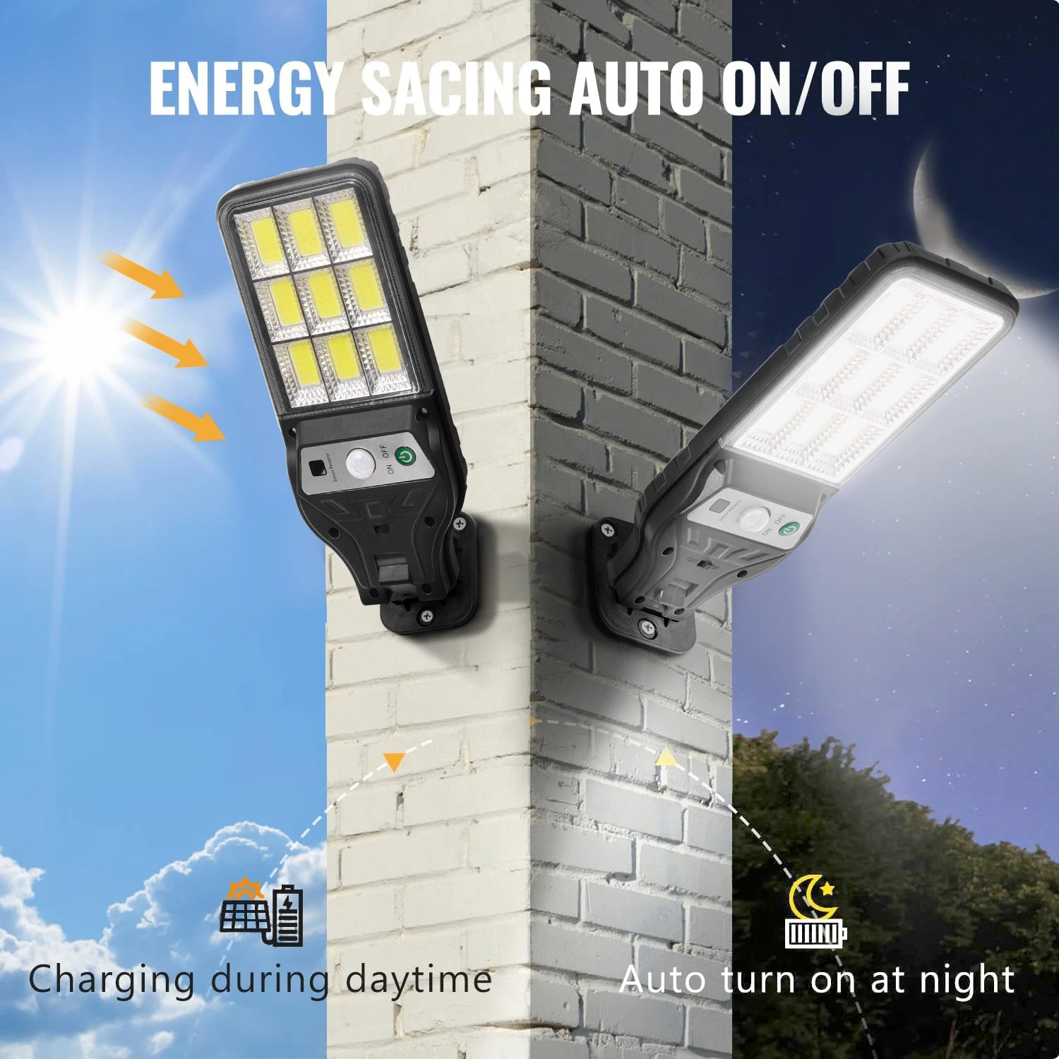 6000W LED Solar Wall Flood Lights PIR Motion Sensor Outdoor Garden Security Lamp - Picture 3 of 9