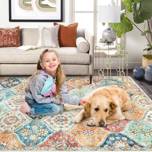 Läufer Teppich Waschbar Marokkanisches Rankgitter Flurläufer Teppich Eingangsteppich, Fleck - Bild 7 von 8