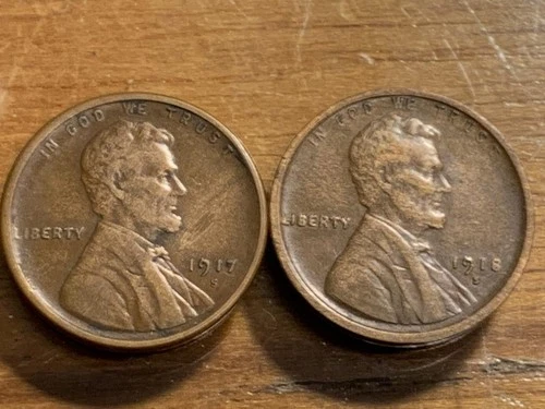 1917-S, 1918-S Lincoln Cent XF Condition SKU#37647