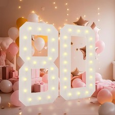 4FT Light Up Numbers, Marquee Numbers 4 Feet Tall Giant Number 80 Easy to A...