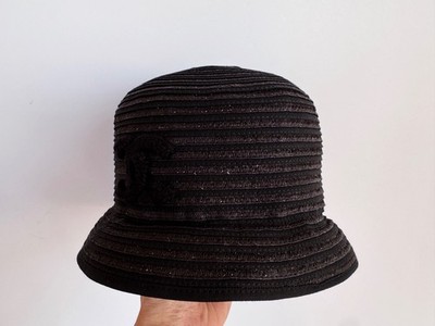 22P CHANEL BLACK CC LOGO BUCKET CLOCHE HAT M | eBay