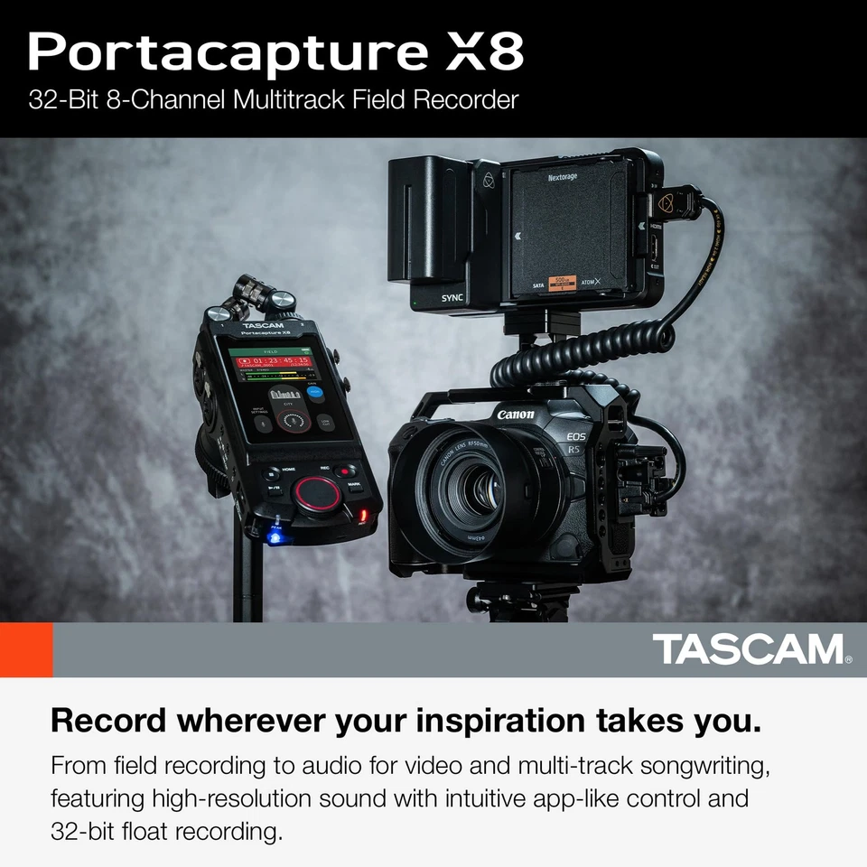 TASCAM X8 Portacapture High-Resolution Adaptive Recorder Recording Live Sound - Image 2 of 4