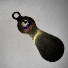 Vtg 4  Brass Shoe Horn Preston Enameled England Coat Of Arms Used Condition