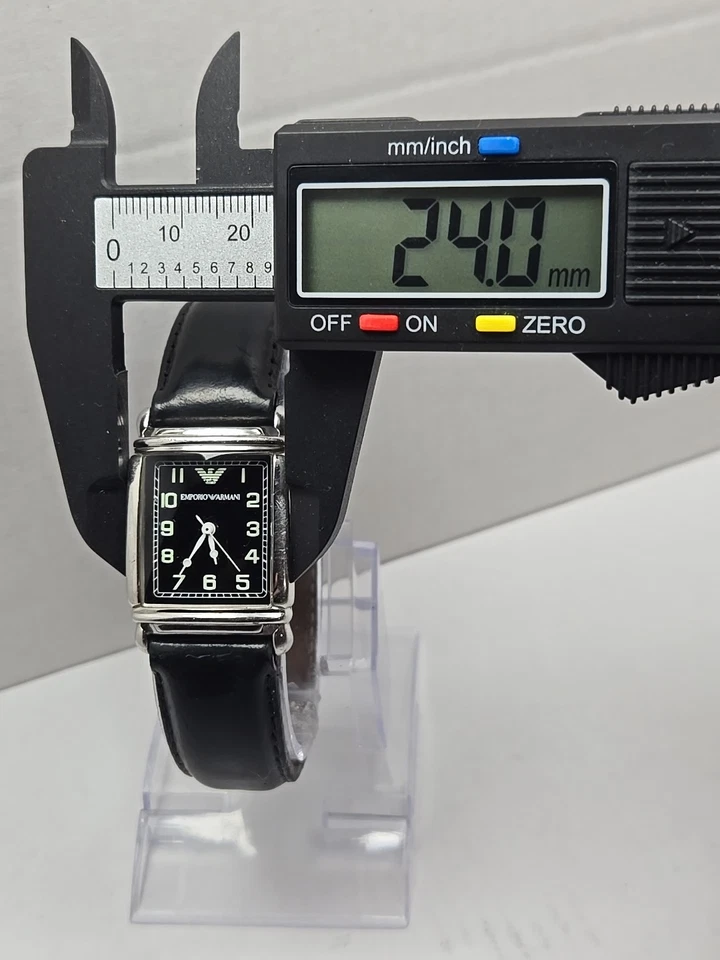 Emporio Armani AR0207 Tank Watch Black Dial Leather Strap Quartz New Battery - image 4 of 4