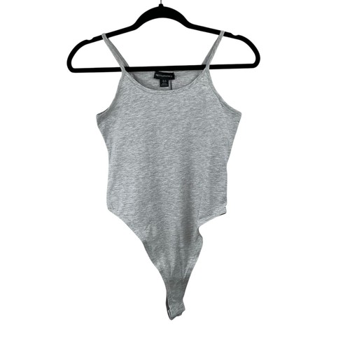 PrettyLittleThing Basic Grey Marl Cotton Sleeveless Scoop Neck Bodysuit 8/M NWT - 第 1/11 張圖片