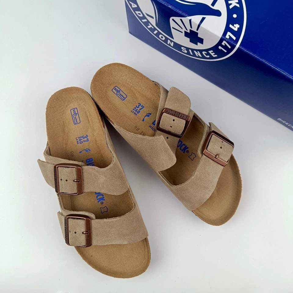 Birkenstock Arizona Sandals Taupe Suede Soft Footbed Unisex Women Men - Image 4 of 4