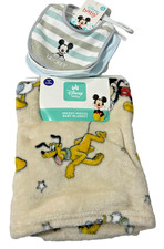 Disney Baby Mickey Mouse Blanket and Set of 3 Bibs