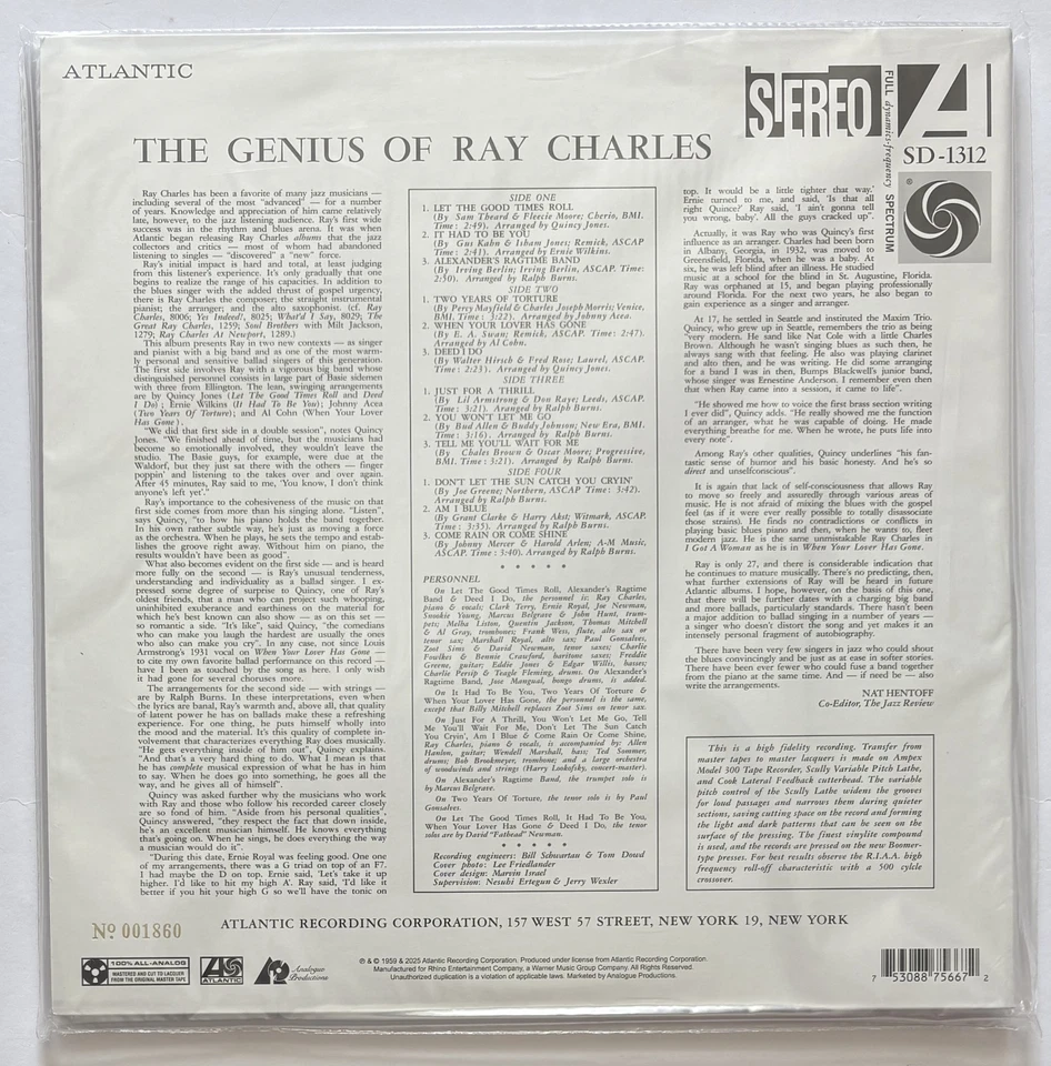Analogue Productions The Genius Of Ray Charles Vinyl New Sealed 753088756672 - Image 2 of 4