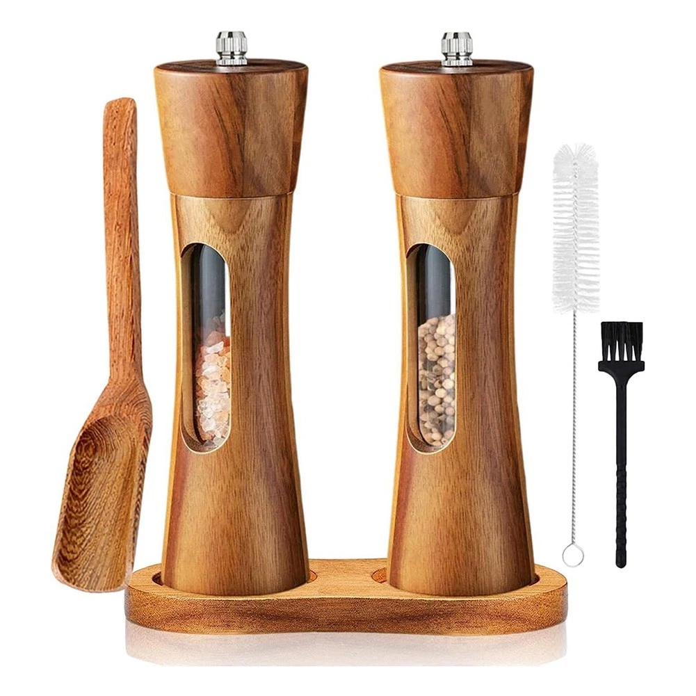 Pepper Mill Wood Salt and Pepper Mill Manual Salt Mill Spice Mill with7350