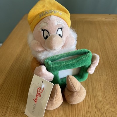 Disney Store ''HAPPY'' Fotorahmen weiches Plüsch Schneewittchen & die 7 Zwerge 7 Zoll Neu mit Etikett 