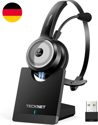TECKNET Bluetooth PC Headset Mit Mikrofon & USB Dongle [45 Std Anrufzeit & 10M R