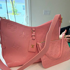 Louis Vuitton Pink Embossed Monogram Zip Shou...