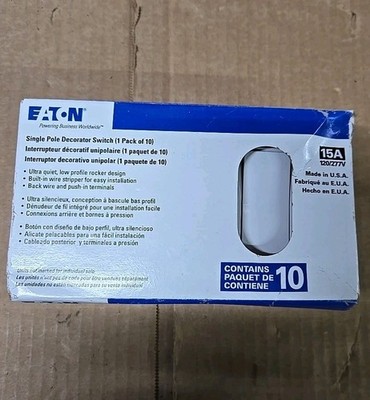 10 pack Eaton 3-Way Toggle/Decorator Switch 15A 120/277V