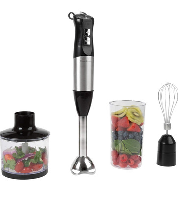 Immersion Blender-4-In-1 6 Speed Hand Mixer Set Whisk, Food Processor Cup+Beaker