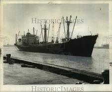 1958 Press Photo Cargo Ship "Negba" Arrives At Wharf, New Orleans - not06493