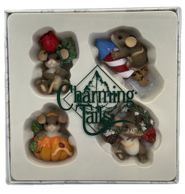 Set of 4 Charming Tails ''Four Seasons'' Lapel Pins Item 80/100