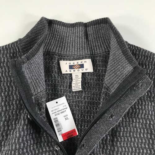 New Joseph Abboud Sweater Extra Large Gray Waves Henley Button Neck Mock Neck - Picture 3 of 8
