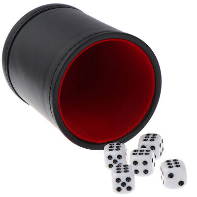 1PC Black/Red Leather Dice Cup Felt Lining Quiet Shaker for Playing Dice GamBVO