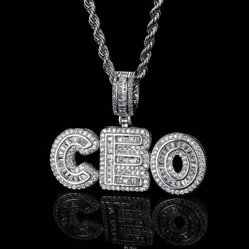 Bling Small A-Z Custom Name Iced Letters Pendant Necklace Friends Weeding Gift - Picture 14 of 14