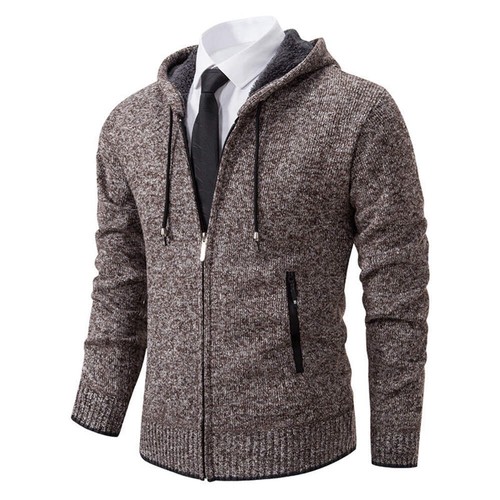 Mens Loose Fit Thickened Cardigan Sweater, Polyester Fabric, Casual Style for La