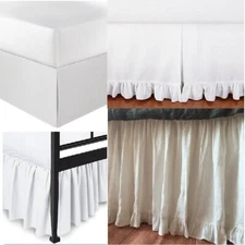 3 Side White Solid Bed Skirt - 625 TC Cotton Split/Open Corner All Bed Size Drop