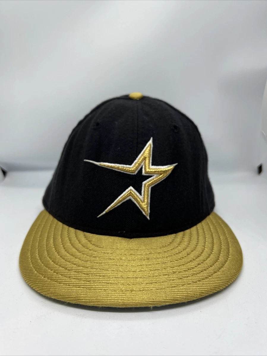 VINTAGE Houston Astros Hat Cap Fitted Mens 7 Blue Gold New Era 5950 90s USA  Wool