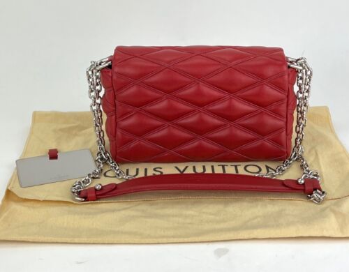 LOUIS VUITTON Handbag Authentic GO-14 MINI Chain Shoulder Bag Red 