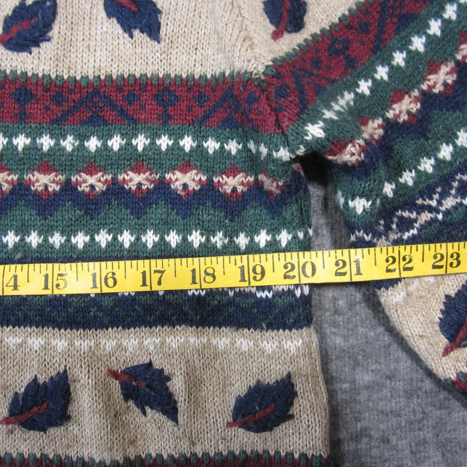 Suéter De Colección Mountain Lake Mezcla de Lana M Hojas de Hoja Verde Otoño Acogedora Cabaña Años 90 Foto 4 de 4