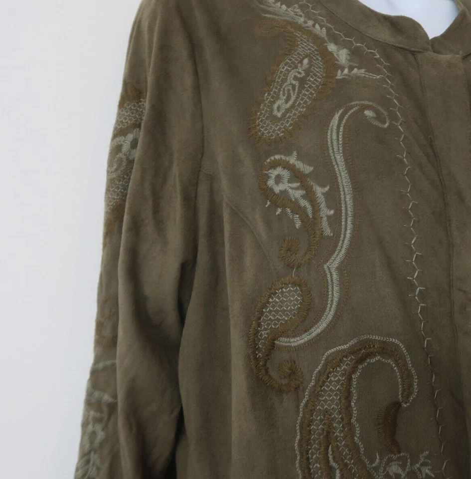 Túnica Monoreno Imitación Gamuza Grande Bordada Boho Festival Caprichosa Western Foto 3 de 4