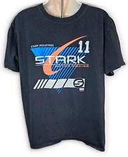 Marvel Stark Industries Motor Racing Black T-shirt Size L Iron Man Tony Stark 
