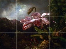 Orchids in a jungle Tile Mural Kitchen Bathroom Wall Backsplash Art 24x18