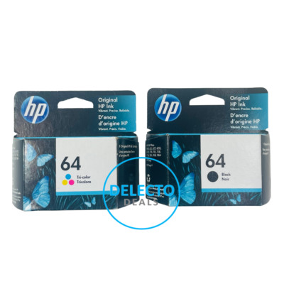 GENUINE 2-Pack HP 64 Black & Tri-color Ink ENVY 7155 7858 X4D92AN SEALED BOXES