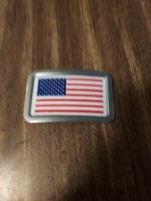 Patriotic American USA Flag Silver Vintage Finish Metal Belt Buckle