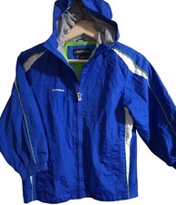 London Fog Kids Blue Green Hooded Windbreaker Jacket Size L