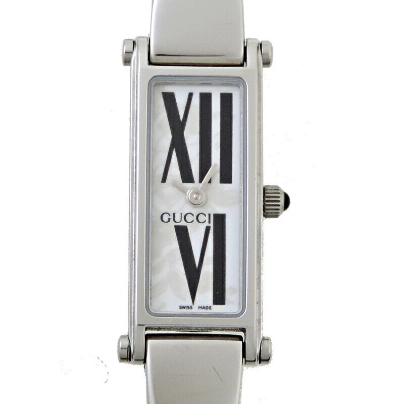 Montre femme Gucci 1500L quartz 12 mm cadran blanc rectangle SwissMade avec boîte Japon