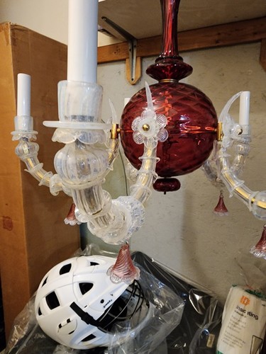 2Vintage Handblown & Crafted Murano Glass 5 Light Chandelier,Original from Italy - Picture 3 of 24