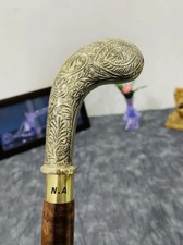 Antique Victorian Brass Golf Head Handle Handmade Walking Stick Wooden Cane Gift