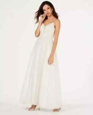 Teeze Me  Juniors'  Full Length Glitter Gown White Size 3/4 NWT Prom Formal