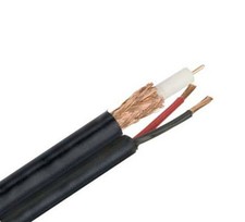 RG59 Siamese Coax Cable 18/2 Bare Copper Power Wire CCTV Camera - Black - 500FT
