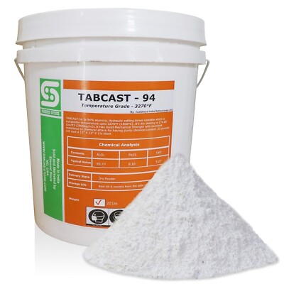Castable Refractory Cement - Furnace Cement - 3270F Rated - 22 LBS - 94% Alumina