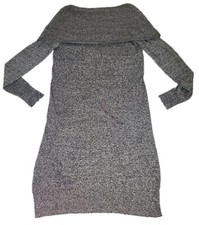 Express Gray Knit Slash Neck Off The Shoulder Long Sleeve Dress Women's Size XS