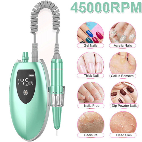 45000 U/min Wiederaufladbare Nagelbohrmaschine mit LCD Geräuscharmer Profi Nagelpolierer USA - Bild 10 von 13