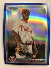 2010 BOWMAN CHROME YOHAN FLANDE PROSPECT BLUE REFRACTOR ROOKIE #'D 150 BCP139